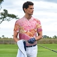 thumbnail image 3 of Yiaed Abstract Pink Gold SplashPrint Men's Short Sleeve Polo Shirt,Golf Polo for Men Three-Button Golf Shirt Athletic Casual Collared T-Shirt- Small, 3 of 7