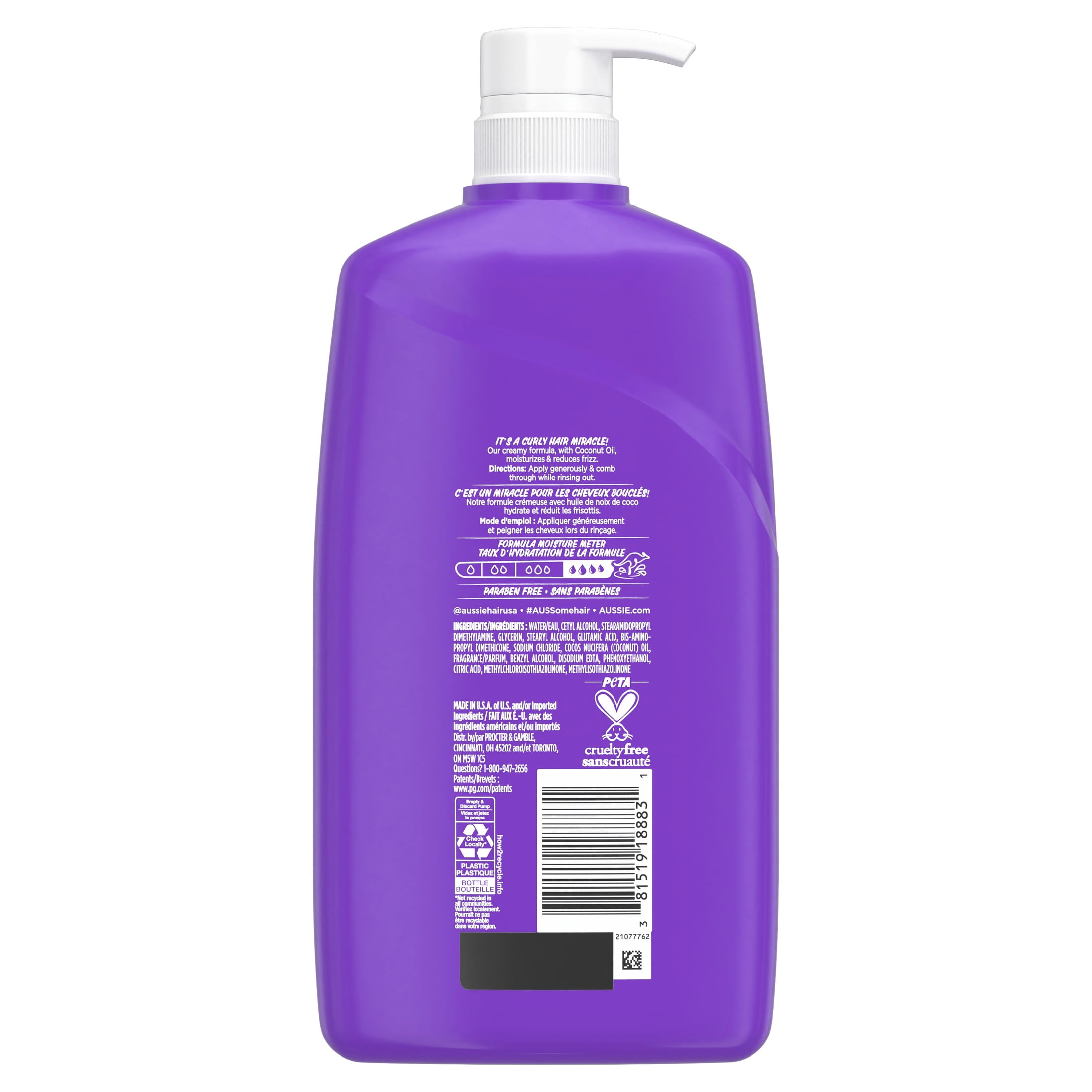 Aussie Miracle Curls Conditioner with Coconut Oil, Paraben Free, 26.2 fl oz
