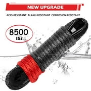 TYT Off-Road Winch Rope Kit - 3/16 x 50, 8500 Lbs - Black Synthetic Winch Cable with Protective Sheath, Heavy-Duty Hook, Safety Pull Strap & Rubber Stopper - Ideal for 4WD ATV UTV Vehicles