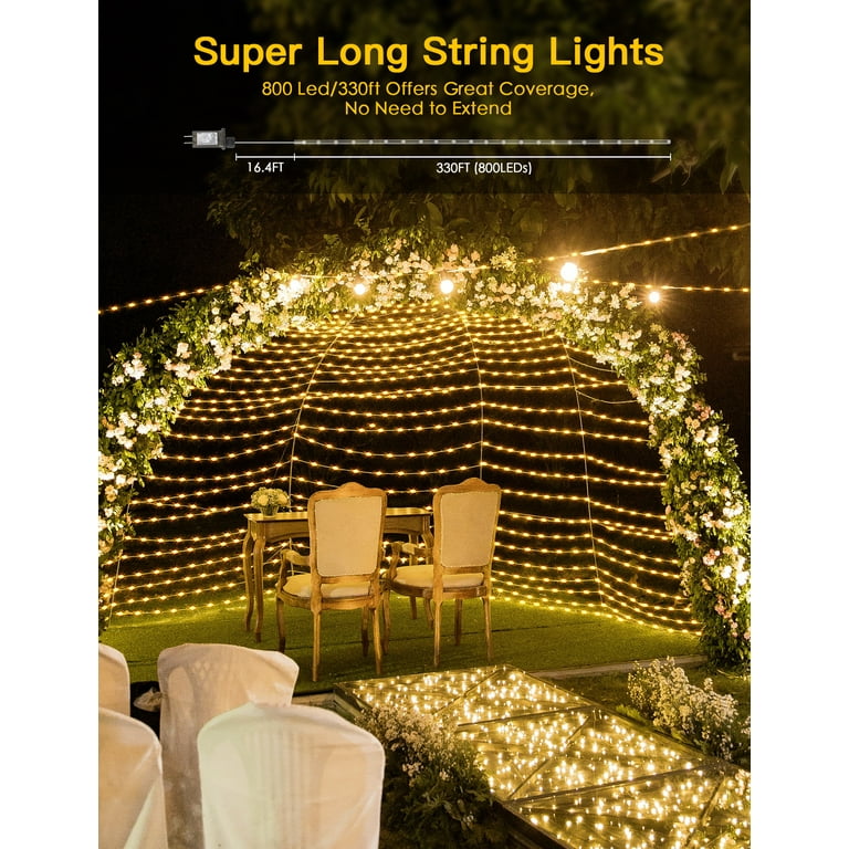 Ollny Christmas Lights 800 LEDs 330ft LED Outdoor String Lights Warm White with