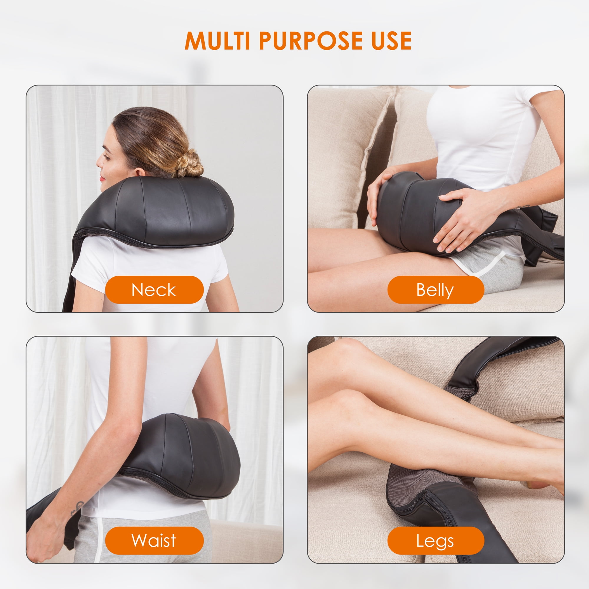 Comfier Shiatsu Shoulder Neck Massager with Heat, 4D Deep Kneading Back Massager Gifts for Men Women