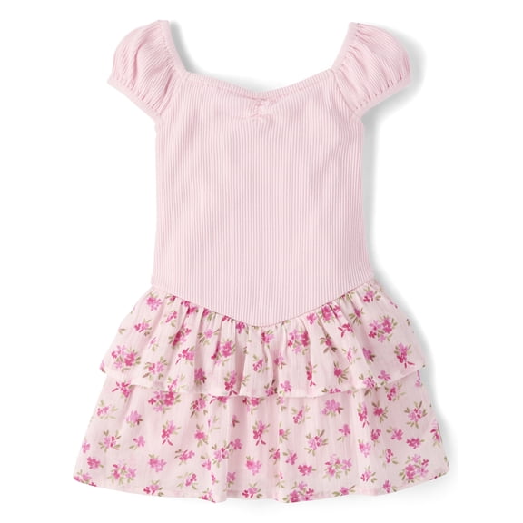 The Children's Place Baby & Toddler Girls Short Sleeve Tiered V-Waist Dress, Sizes 6M-5T