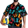 thumbnail image 4 of Flower Butterfly Men's Printed Casual Button Down Short Sleeve Beach Shirts, 4 of 6