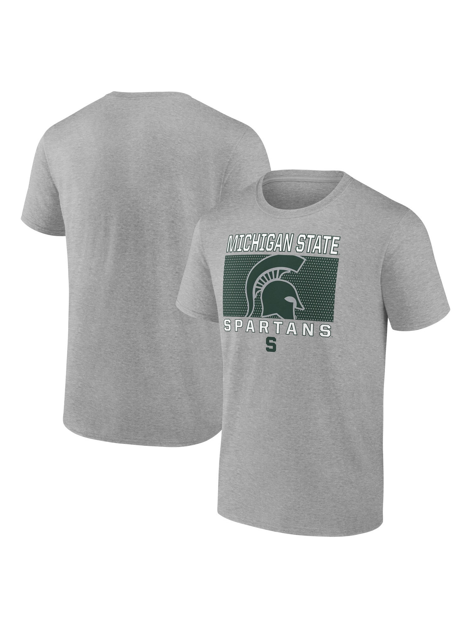 NCAA Michigan State Spartans Men's Heather Gray Cotton Boxed Mascot Short Sleeve T Shirt