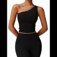 thumbnail image 3 of Camisetas Sin Mangas con un Solo Hombro para Mujer, Corte Entallado, Estilo Y2K Negro XL, 3 of 10