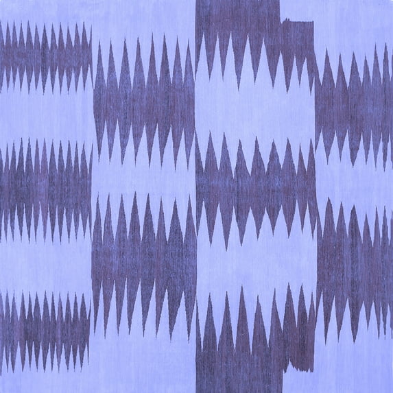 Ahgly Company Machine Washable Indoor Square Abstract Blue Contemporary Area Rugs, 4' Square