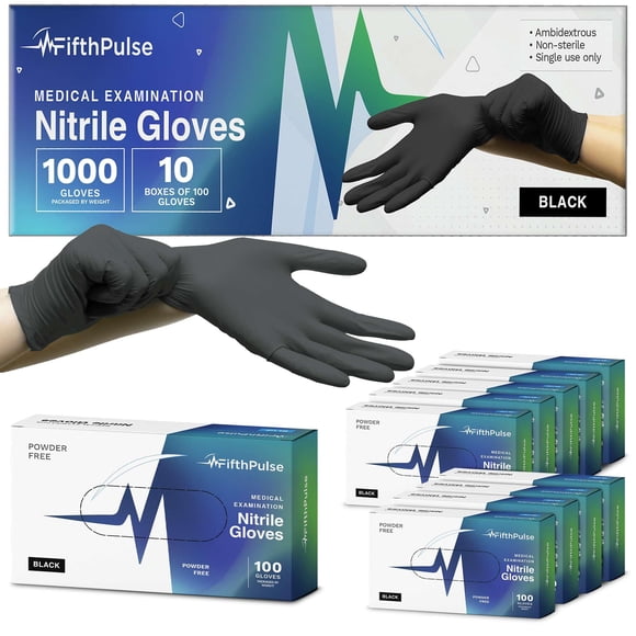 Black Medium Nitrile Gloves Case of 1000 - Medical Grade - Latex-Free, Powder-Free - Disposable Nitrile Gloves - Medical Exam, Lab, and Industrial Us