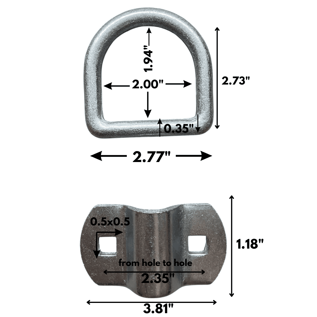 3/8" Zinc Steel D Ring with Bolt-On Bracket(set of 6) 1000205.6