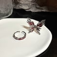 thumbnail image 4 of Anillo de mariposa roja para mujer, diseño de nicho, anillo de lujo ligero de alta gama, apertura ajustable, estilo francés, anillo de dedo distintivo, 4 of 6