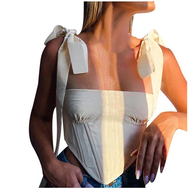 Mujeres Casual Faja Fishbone Bandag Sexy Sólido Sin mangas Sling Tank Top Blusa Fridja nalpqowj5627