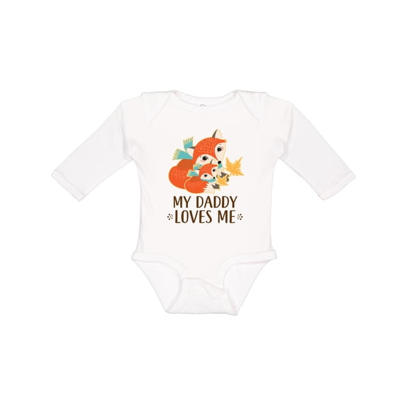Inktastic Daddy Loves Me Woodland Fox Boys or Girls Long Sleeve Baby Bodysuit