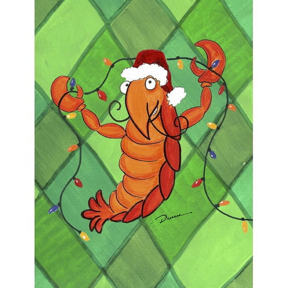 Caroline's Treasures Crawfish Christmas Lights House Vertical Flag