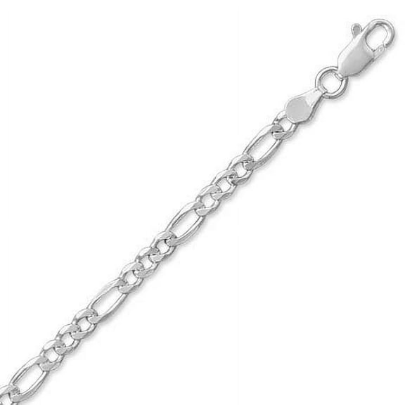 Sterling Silver 18 Inch Figaro Chain Necklace 3.5mm Wide With Lobster Clasp