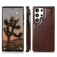 thumbnail image 3 of Allytech Slim Wallet Case for Samsung Galaxy S23 Ultra, Flip PU Leather Kickstand Card Slots Case, Double Magnetic Buttons Shockproof Full Body Protection Durable Case for Women Men - Brown, 3 of 11