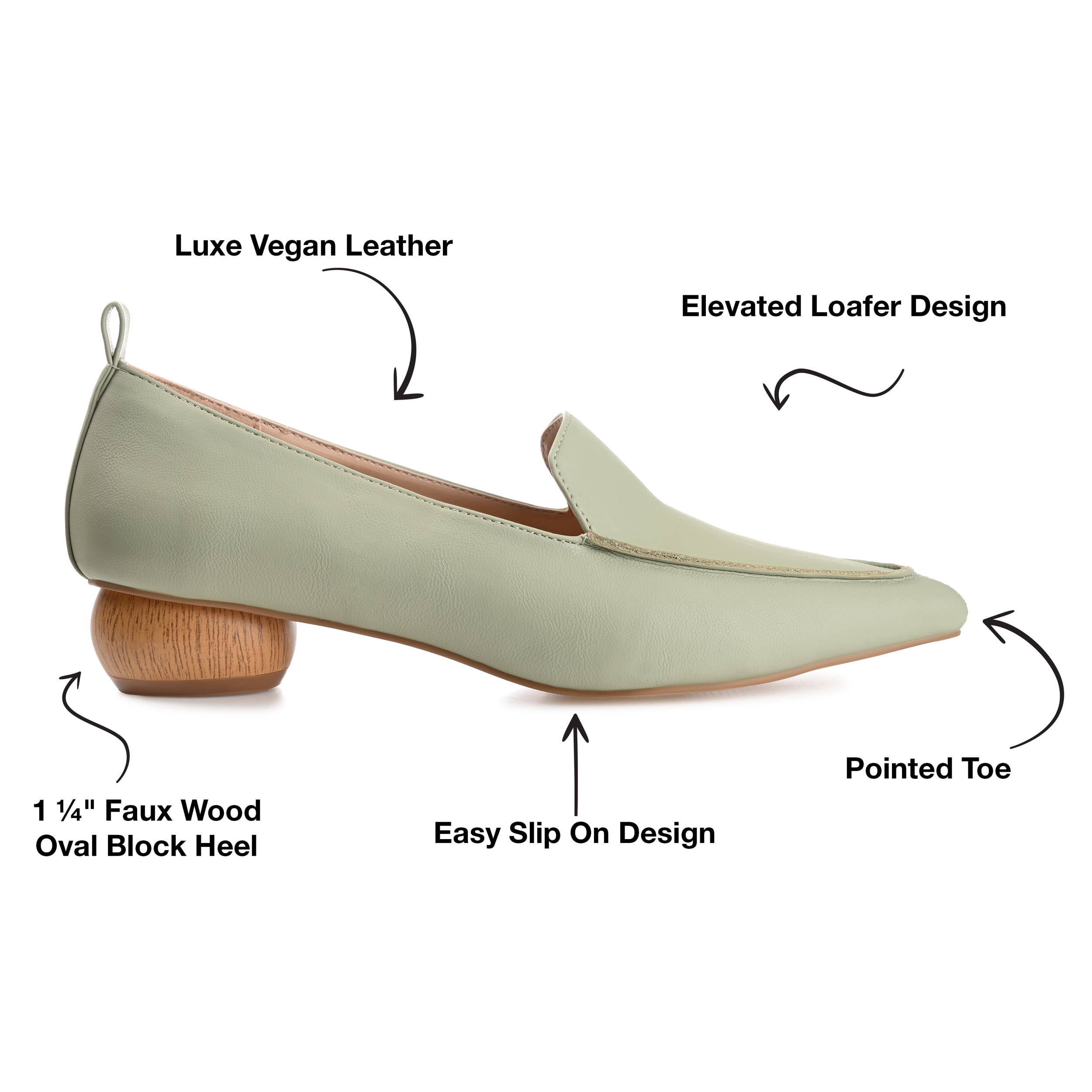 Journee Womens Maggs Loafer Pointed Toe Slip On Flats, Widths Available