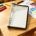 thumbnail image 7 of Leodye 1PCS Transparent PVC Zipper Loose-Leaf Folder, Two-Color Edge Design, Multifunctional Notebook Cover and File Storage Bag -7.9*5.5*1.2in, 7 of 7