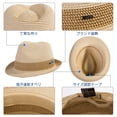 thumbnail image 4 of Sombrero Fedora de Panamá de paja para hombre, plegable, de sol, verano, playa, derby, trilby, para mujer, beige, mediano M., 4 of 5