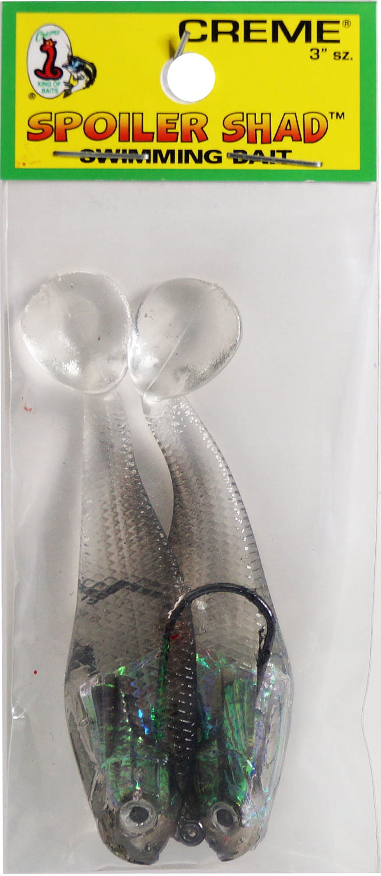 (3 pack) Crème 3" Spoiler Shad Swim Bait Lure, Black Back