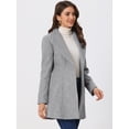 thumbnail image 3 of Abrigo de invierno medio largo informal de negocios abotonado con cuello vuelto para mujer Gris XL, 3 of 6