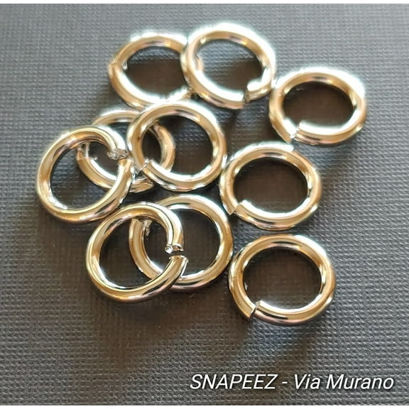 Snapeez II ULTRAPLATE Imitation Rhodium Plate Ring Hard Open Jump Ring 10mm Heavy Gauge (Pk 10) Jump Rings. The Ultra Secure No Solder Jump Ring. Made in USA.