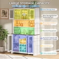 thumbnail image 4 of CQSXDA 70.9" Kitchen Pantry Storage Cabinet in  Wood Finish with LED Outlets for Dining Room Organization，White, 4 of 9