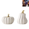 thumbnail image 2 of DVKOVI White Ceramic Pumpkin Decorations Halloween Thanksgiving Pumpkins Decor for Farmhouse Table Centerpiece B One Size, 2 of 7