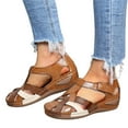 thumbnail image 2 of SPRING PARK Women Peep Toe Platform Wedge Heels Summer Sandals Buckle Strap Shoes, 2 of 7