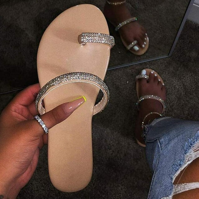 Mujeres Glitter Bling Fancy Slide Flat Low Wedge Casual Moda Sandalias Zapatos Wmkox8yii hj789