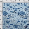 thumbnail image 3 of oneOone Rayonne Bleu Tissu Asiatique Bloc Poisson Robe Tissu Tissu Imprimé par la Cour 56 Pouces de Large, 3 of 4