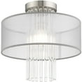 thumbnail image 3 of 1 Light Brushed Nickel Ceiling Light fixture with Clear Crystal Rods/ Hand Crafted Translucent Gray Fabric Shade, 3 of 4