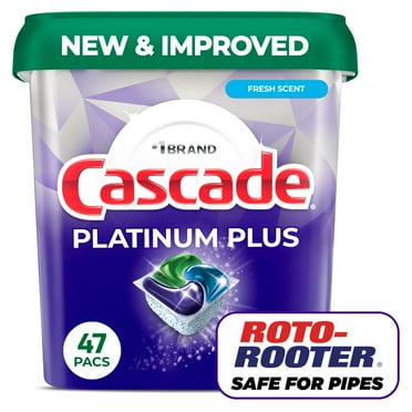 Cascade Free & Clear Dishwasher Pods, Dishwasher Detergent, Dish Detergent Soap, Lemon Essence, 47 Count