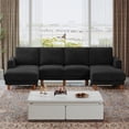 thumbnail image 6 of 106" Corduroy Sofa for Living Room, U Shaped Couch, Wood Frame, Black, 6 of 9