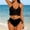 Swimwear-819Black, variant on Bikini Sets for Women Plunge V Neck Ruffle Trim Top High Waisted Ruched Bottom Two Piece Bathing Suits Ribbed Beaded Details Flattering Pool Party