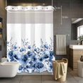 thumbnail image 5 of Spring Flower No Hooks Shower Curtain with Snap-in Liner Watercolor Blue Flower Plants Country Shower Curtains for Bathroom, Waterproof, Easy Install, Washable 72"x96", 5 of 9