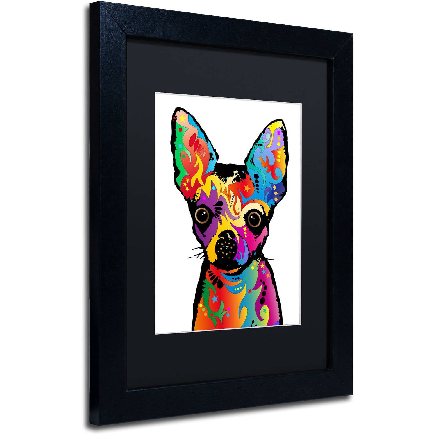 Trademark Fine Art "Chihuahua Dog White" Canvas Art by Michael Tompsett, Black Matte, Black Frame
