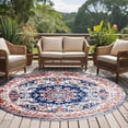thumbnail image 4 of Round Rugs 6Ft, Red Blue Boho Round Area Rug Washable Indoor Throw Carpet, Southwestern Geometric Ethnic Vintage Soft Non Slip Circle Rug for Office Cabinet Home Decor Aesthetic, 4 of 8
