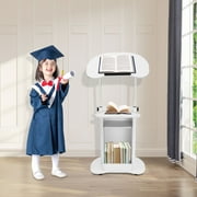 Mobile Desk Height Adjustable Computer Cart Work Station Rolling Presentation Cart Mobile Presentation Stand White