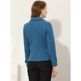 thumbnail image 4 of INSPIRE CHIC Women's Notched Lapel Double Breasted Pea Coat Blue L, 4 of 6