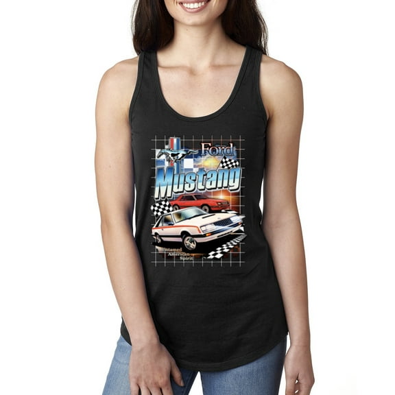Wild Bobby, Mustang Untamed American Spirit Ford Cars and Trucks Women Racerback Tank Top, Black, Small