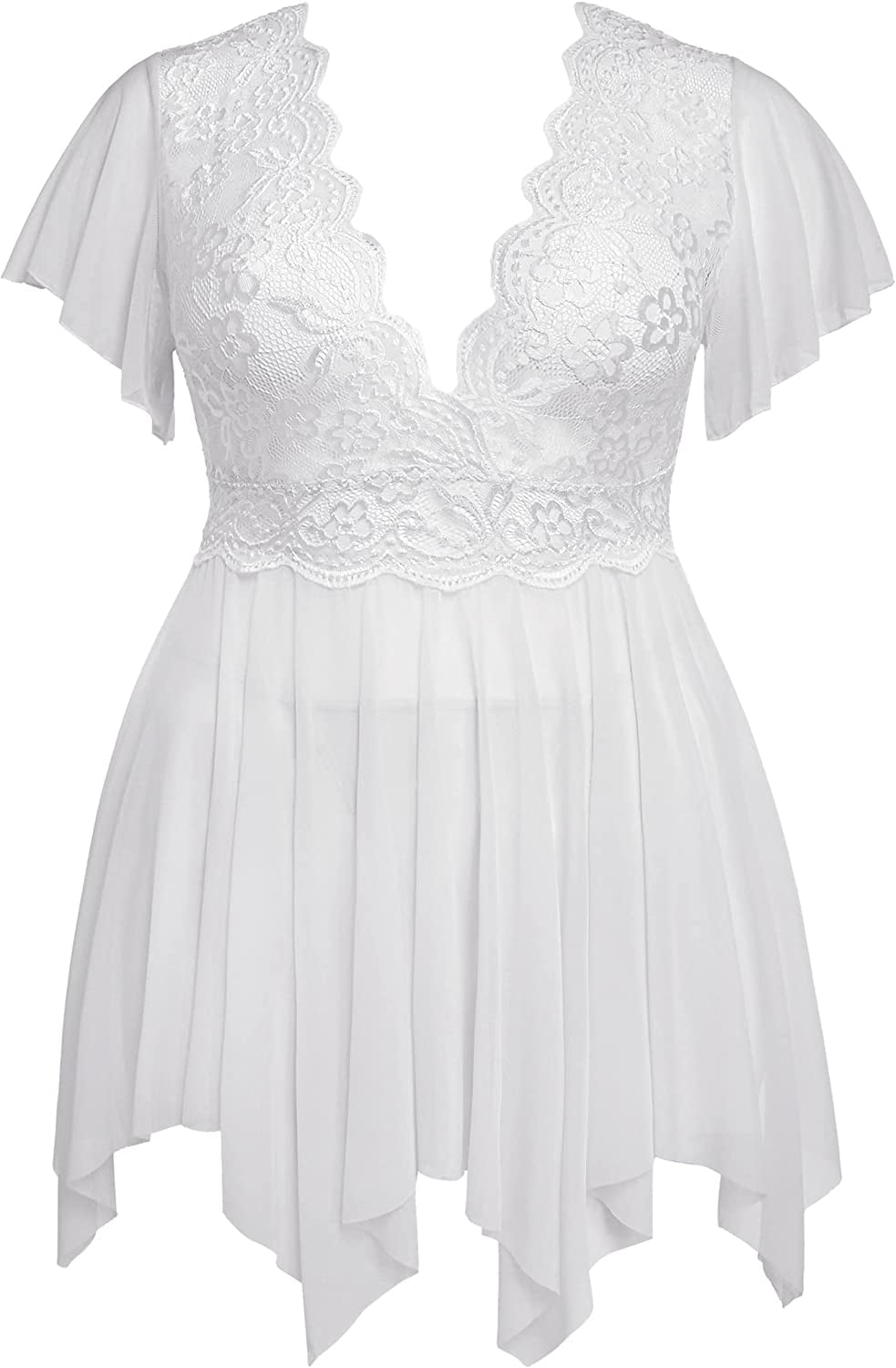 Avidlove Women's Plus Size Babydoll Floral Lace Lingerie Deep V Nighty Mesh Sleepwear - Walmart.com