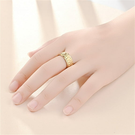 New Fashion Irregular Rings 8mm Male 14K Yellow Gold Geometry Rings For Women Men Punk Jewelry Gift