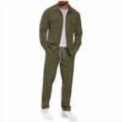 Taqqpue Men 2 Piece Set Outfits Solid Color Corduroy Relaxed-Fit Lounge Set Long Sleeve Button Down Collared Shirt and Drawstring Jogger Pants Suit Sets for Men Under 10