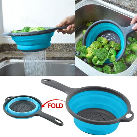 

XIAOFFENN Foldable Filter Basket With Handle Fruit And Vegetable Basket Vegetable Washing Basket Kitchen Vegetable Washing Tool