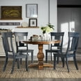 thumbnail image 3 of Weston Home Farmhouse Panel Back Wood Dining Side Chairs, Antique Denim (Set of 2), 3 of 11
