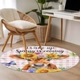 thumbnail image 4 of Spring Cow Round Area Rug 3Ft Washable Small Circle Rugs for Kitchen Entryway, Summer Sunflower Botanical Pink Plaid Non-Slip Carpet Floor Mats Indoor Outdoor Carpet Runner Aesthetic Home Decor, 4 of 8