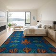 thumbnail image 3 of ODIKA 9'x12' Washable Area Rug Creature Design With Octopus Turtle Fish And Coral Ocean Sea Refined Structured for Dining Room, Basement, Large Office, Non-Slip Chair-Friendly, 3 of 7