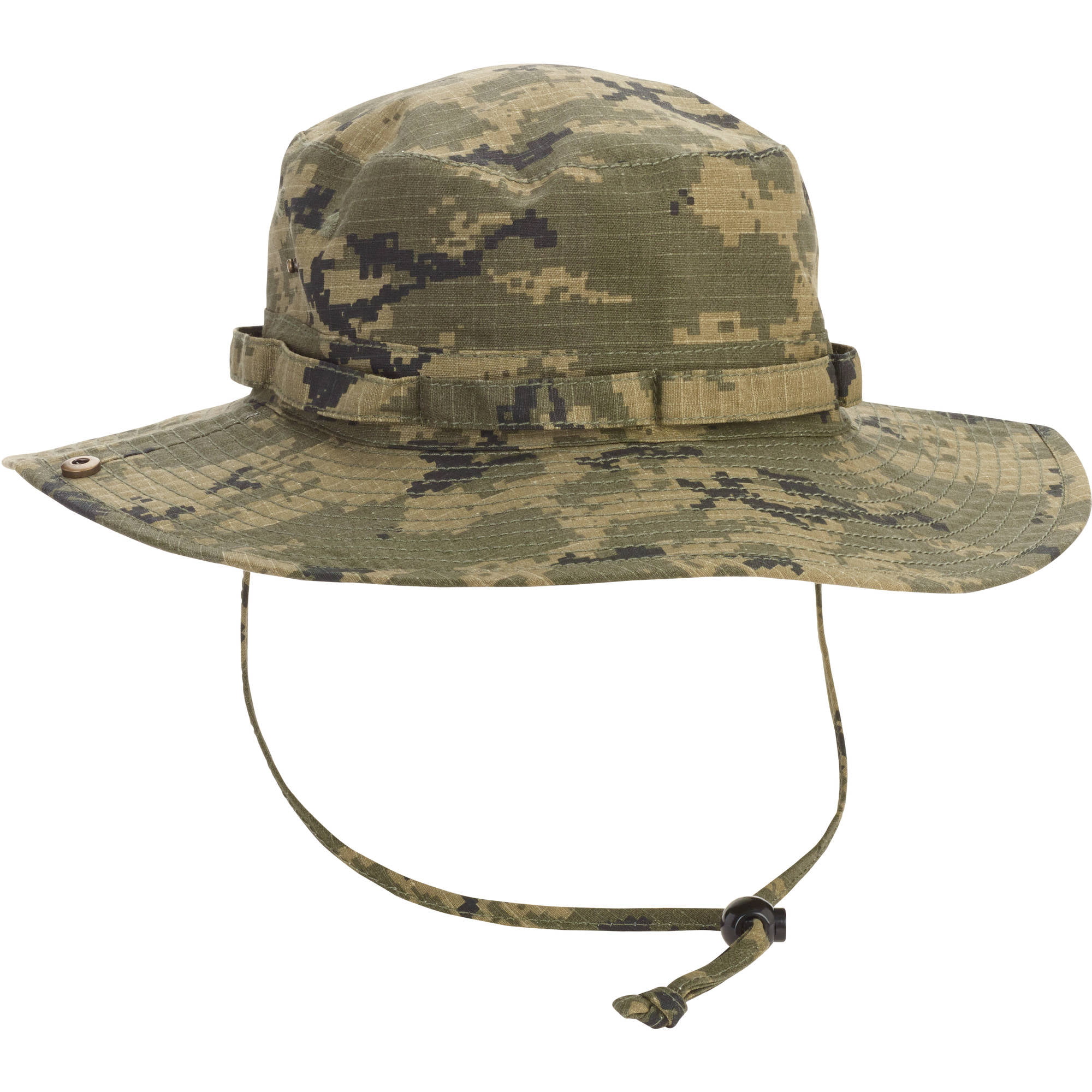MENS ARMY STYLE BOONIE BUSH HAT CHINSTRAP CAMOUFLAGE RIPSTOP COTTON FISHING 