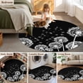 thumbnail image 5 of Round Area Rugs Collection 7 Ft, White Dandelion Non-Slip Residential Carpet, Spring Flowers Botanical Vintage Black Indoor Crawling Mats Runner Rugs for Living Room/Dining Room/Bedroom, 5 of 8