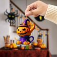 thumbnail image 4 of Leeye Halloween Acrylic Pumpkin Teapot Hanging Ornament, Spooky Tea Pot Decoration for Window Wall Kitchen Decor, Orange 3.15x2.28in, 4 of 5