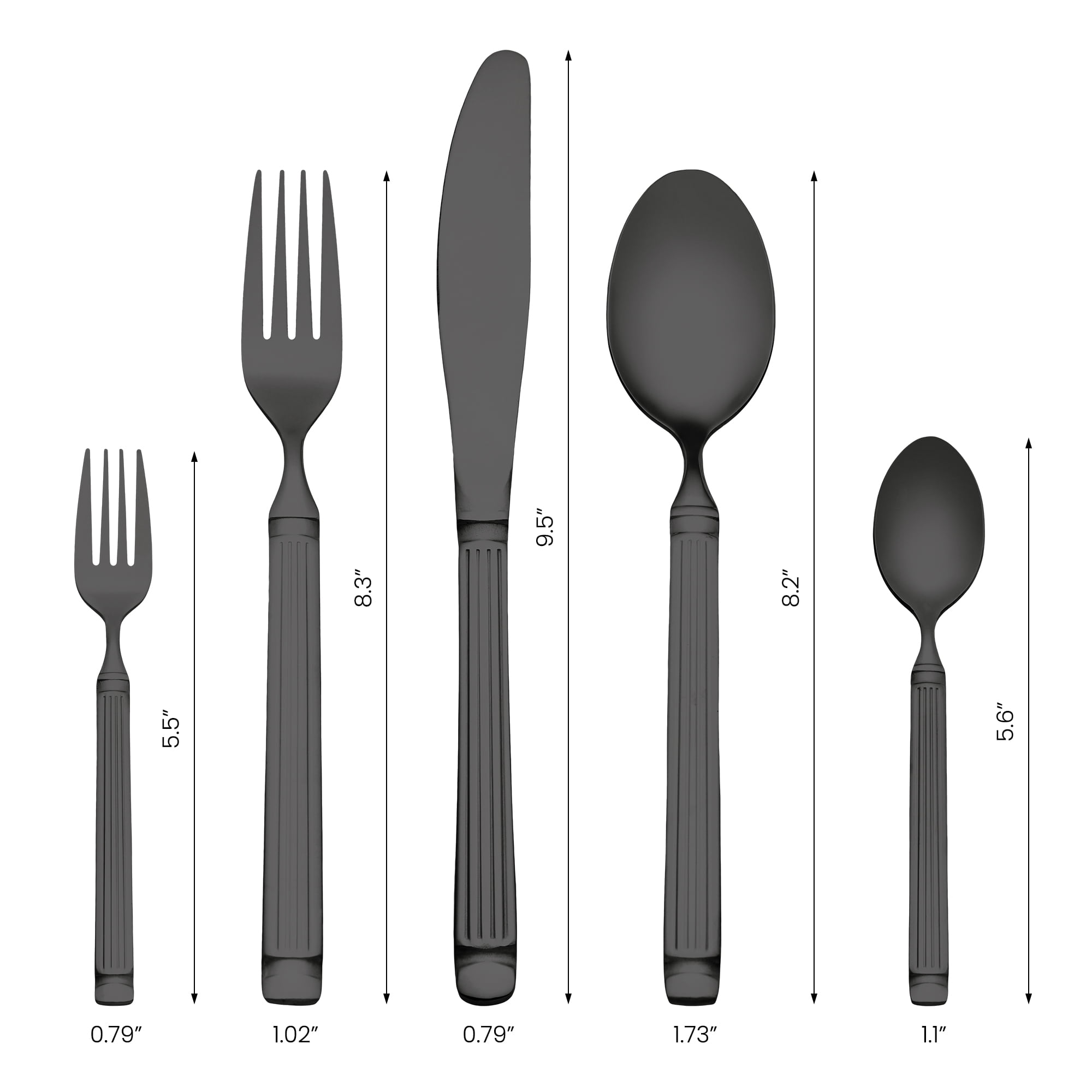 Unique Bargains Classic Stainless Steel Flatware Sets for Multiple Uses Black 20pcs